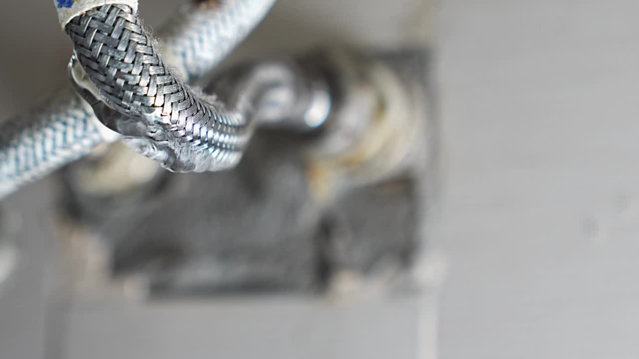 浴室或厨房的水管连接渗漏。视频素材