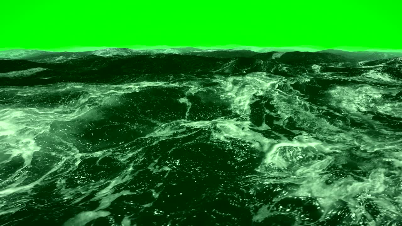 绿色屏幕上的海浪。V2。色度键视频下载