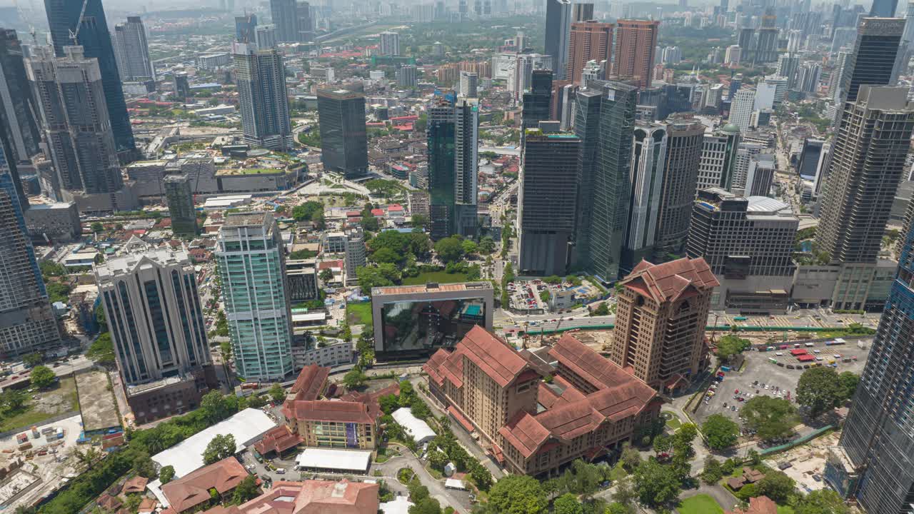 阳光明媚的日子吉隆坡市区交通全景4k延时马来西亚视频下载