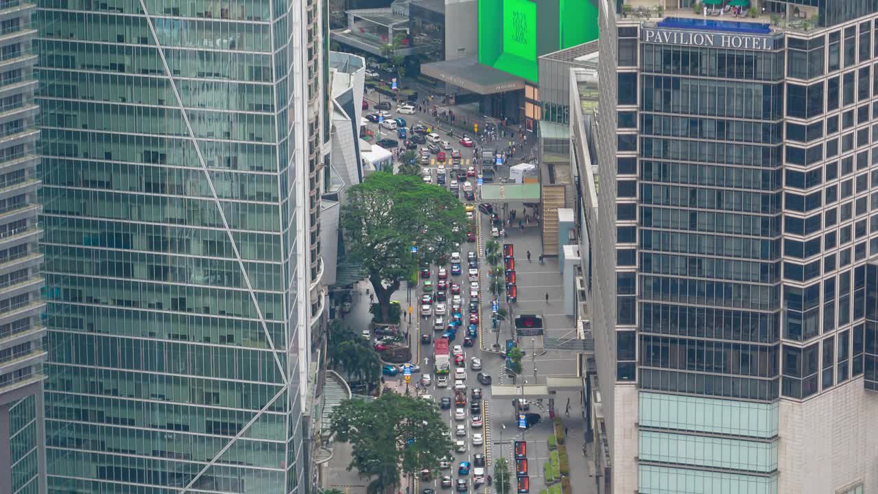 白天吉隆坡市区交通街道航拍全景4k延时马来西亚视频下载