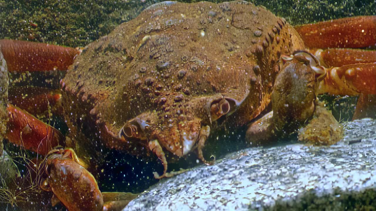 巴伦支海水下雪蟹Chionoecetes opilio特写。视频素材