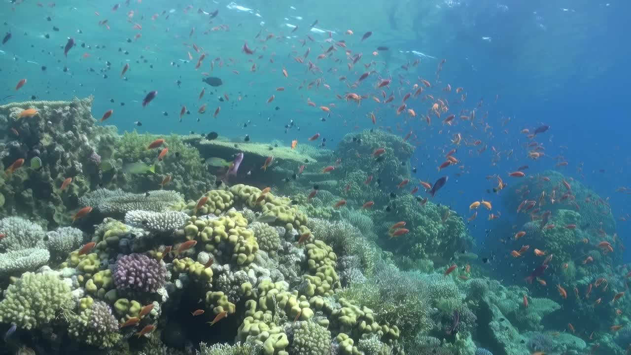 一大群鱼在海里游泳视频下载
