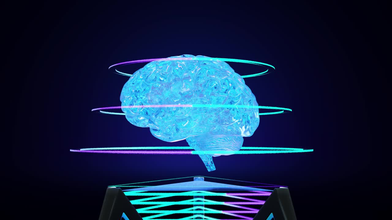 三维动画的大脑与螺旋线在现代机器视频下载