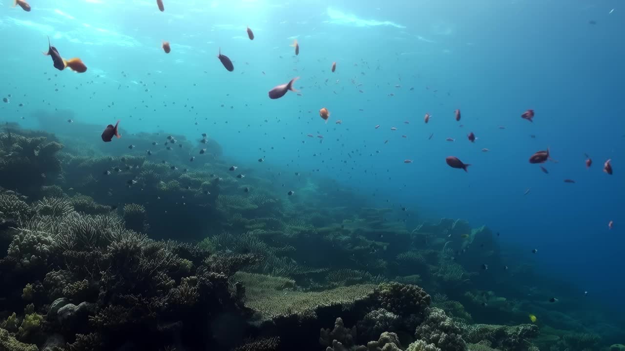 一群鱼在海里游泳视频下载