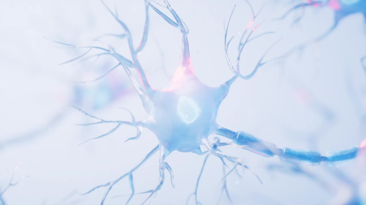 生物神经细胞与生物医学概念，三维渲染。视频下载