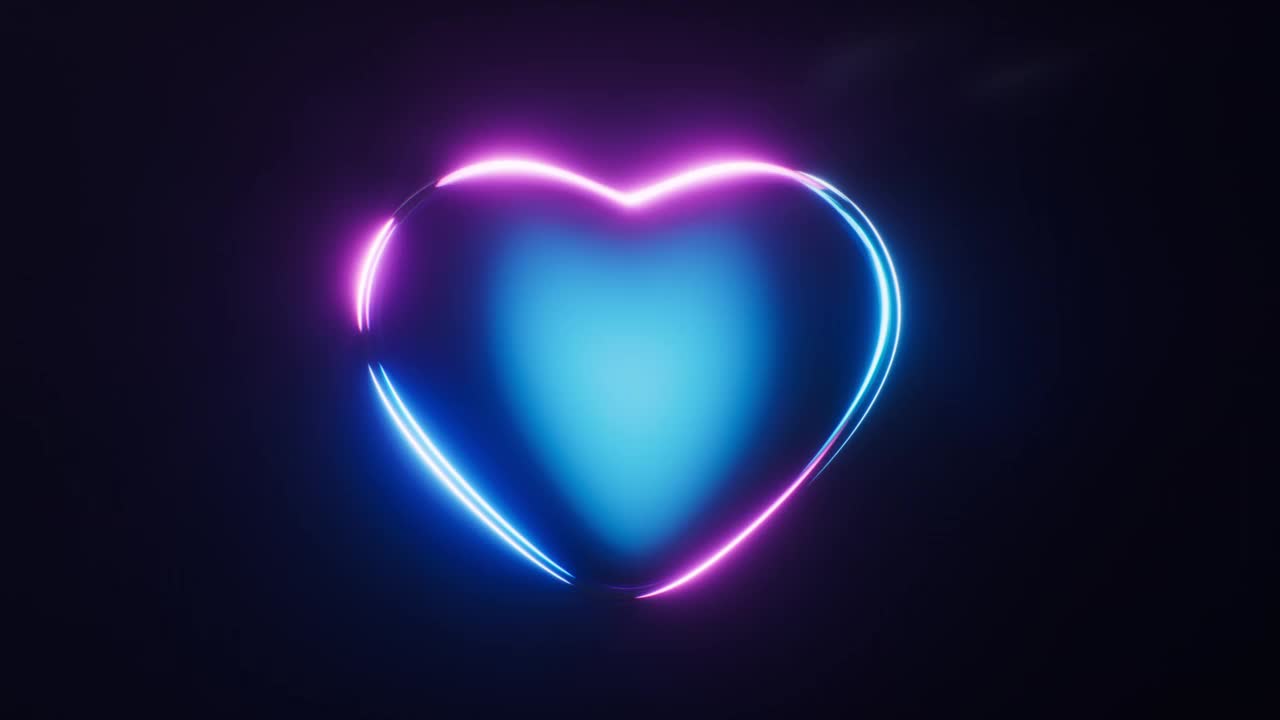 循环动画的心脏与黑暗霓虹灯的效果，3d渲染。视频下载