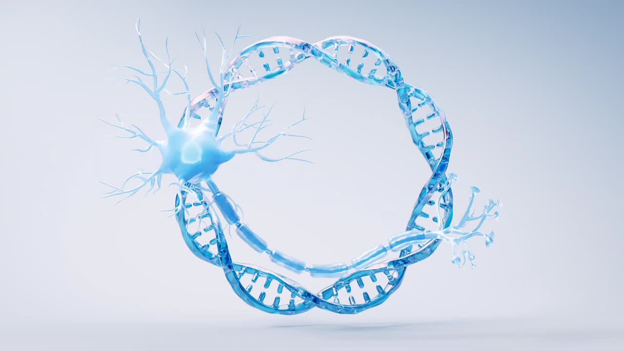 生物神经细胞与生物医学概念，三维渲染。视频下载