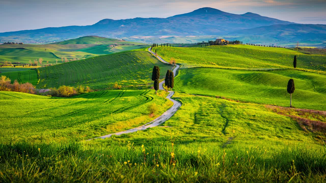 风景秀丽的托斯卡纳风景，瓦尔德奥尔恰，意大利视频下载