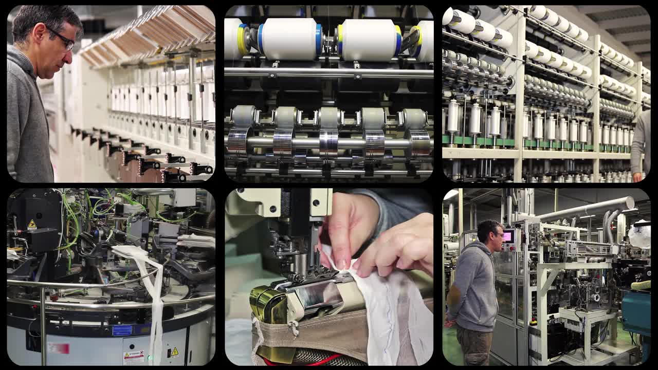 纺织工业-多屏幕视频视频下载
