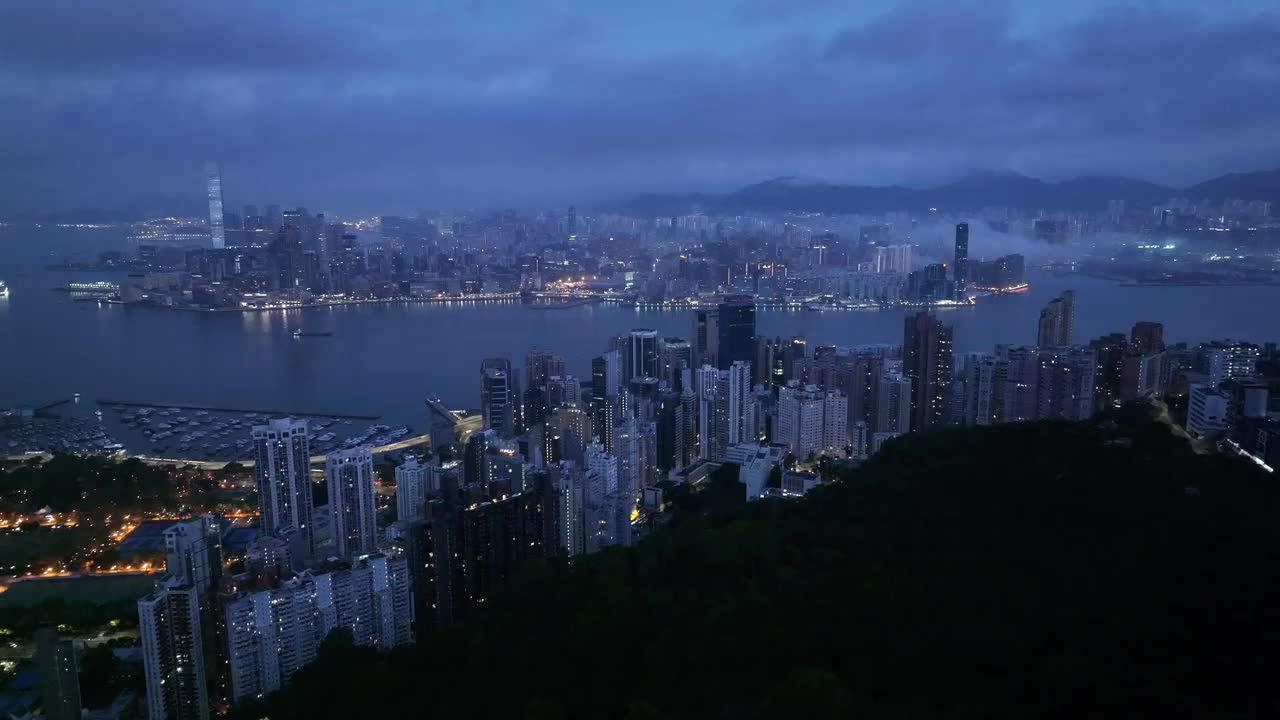 香港城市天际线鸟瞰图视频素材
