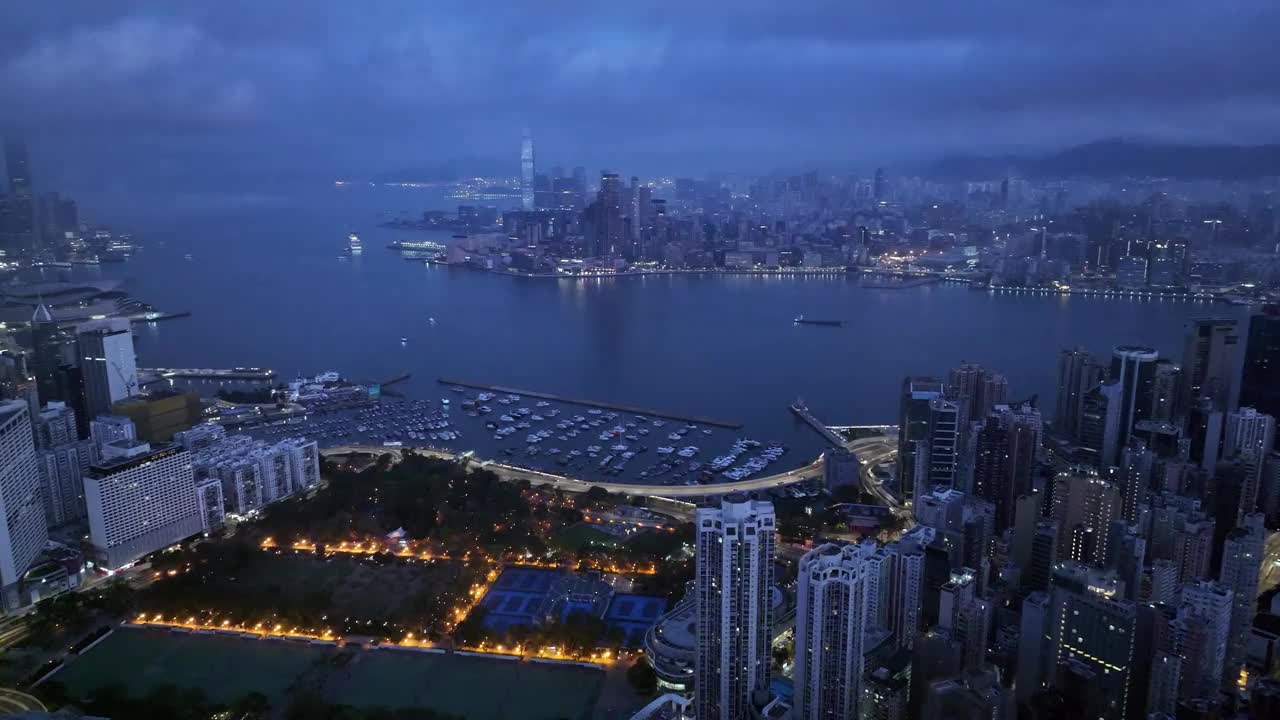 香港城市天际线鸟瞰图视频素材