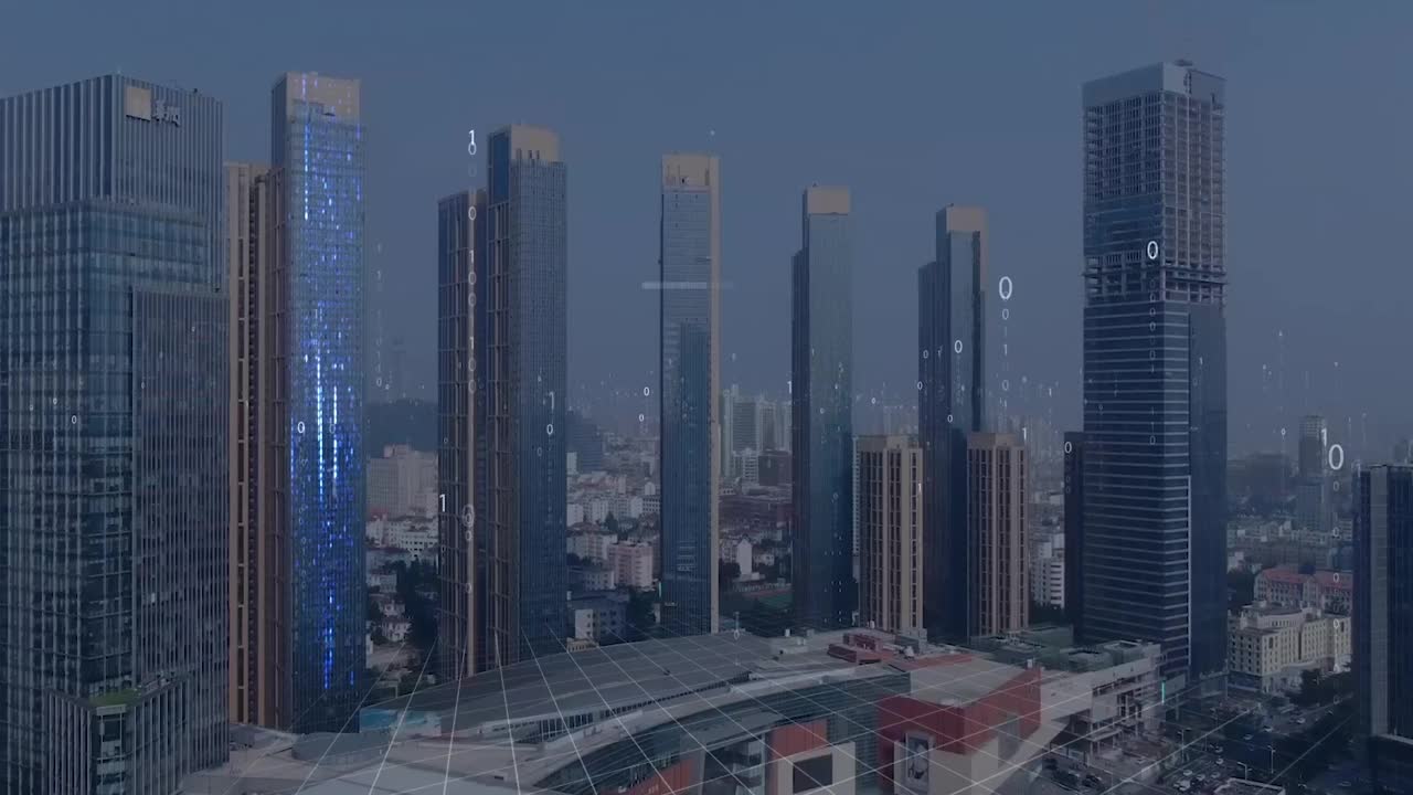 高科技数据元素的现代城市建筑、人工智能数据演进与数字化转型、通信业务对接视频视频下载