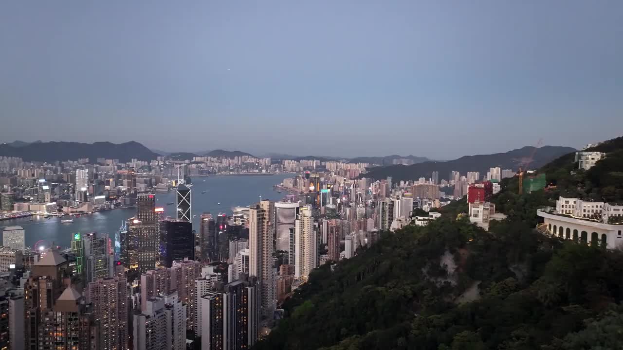 香港傍晚的鸟瞰图视频下载