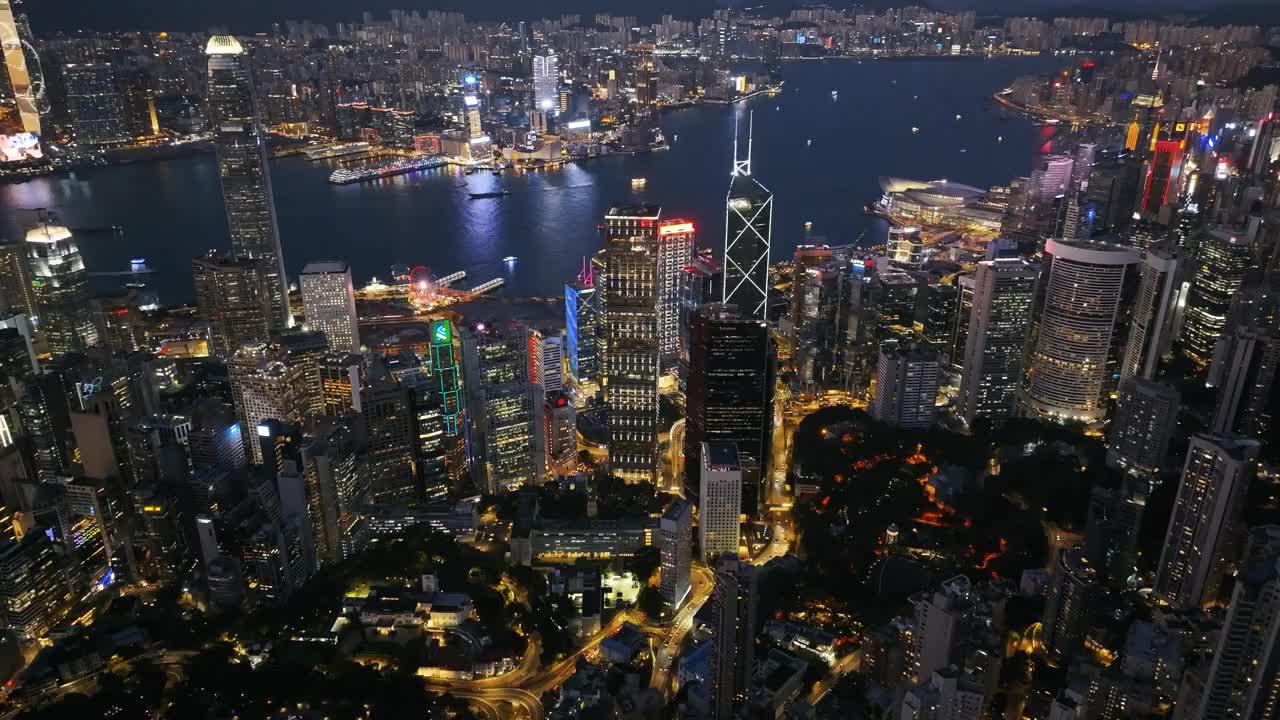 香港傍晚的鸟瞰图视频素材