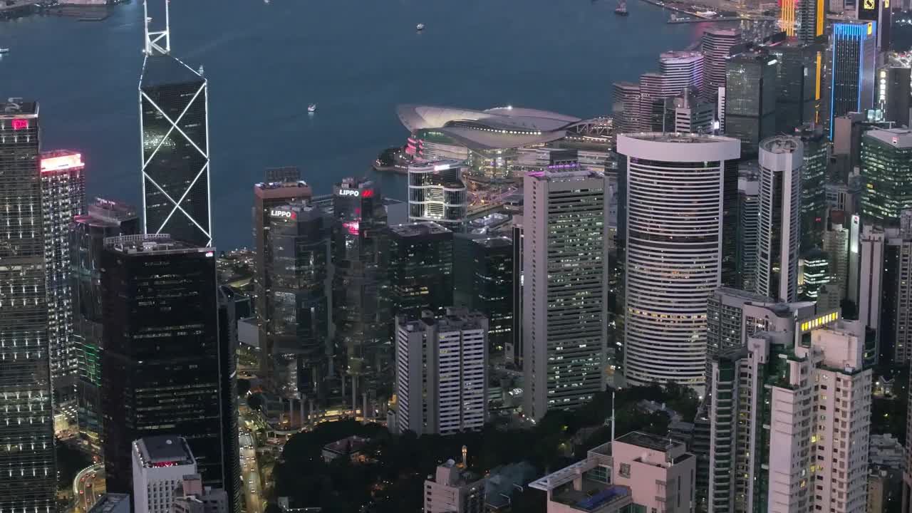 香港傍晚的鸟瞰图视频下载