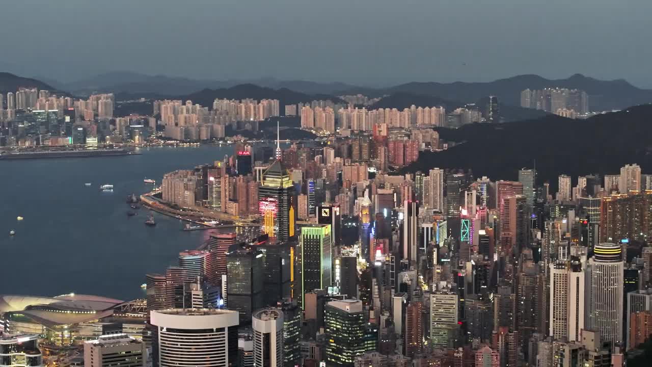 香港傍晚的鸟瞰图视频素材