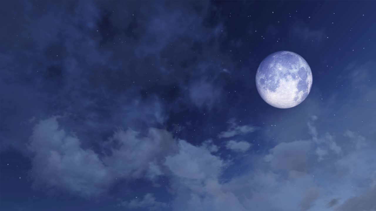 神奇的大满月在繁星点点的夜空视频下载