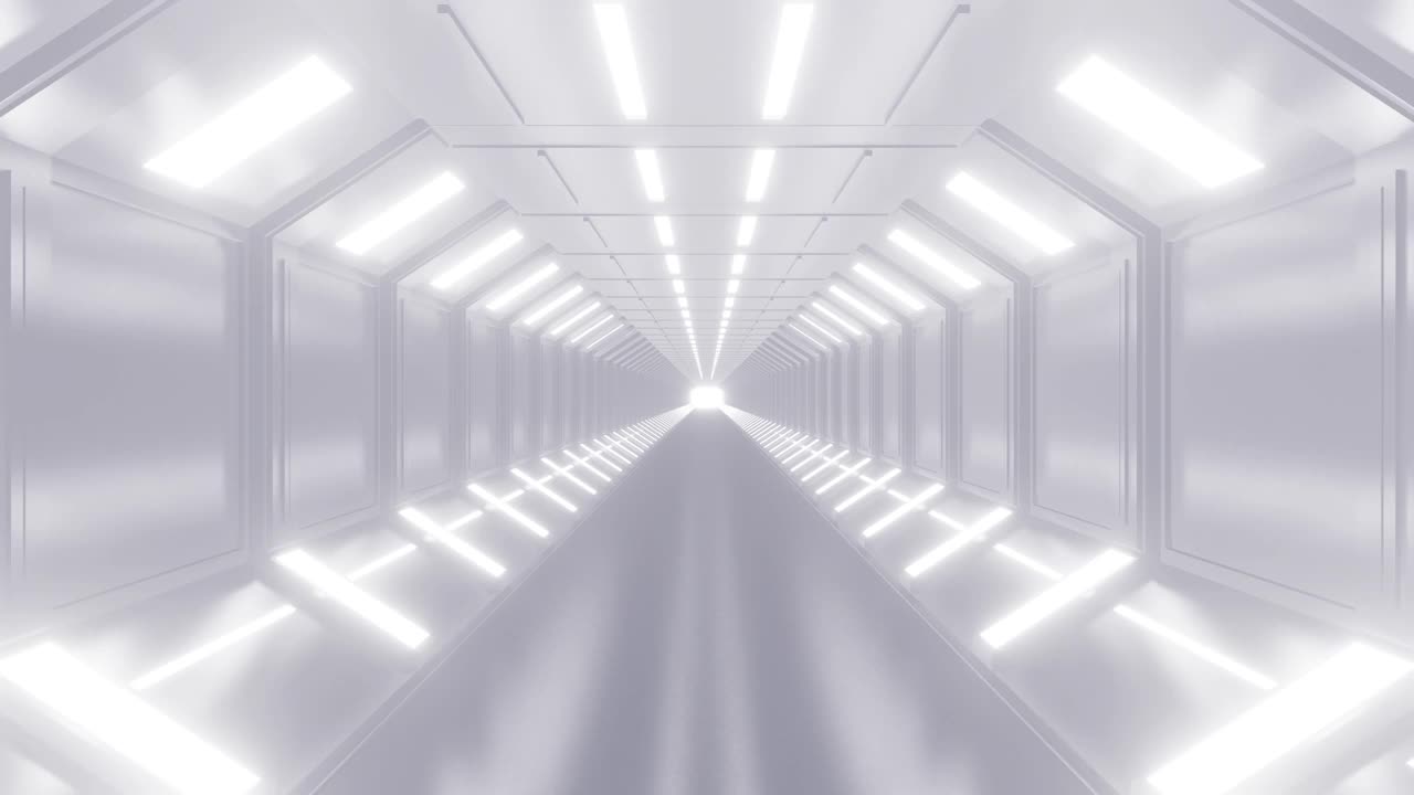 抽象无限3d未来隧道。设置动作科幻背景在白色，黑色和彩色版本。收集循环动画的游戏，音乐。视频下载