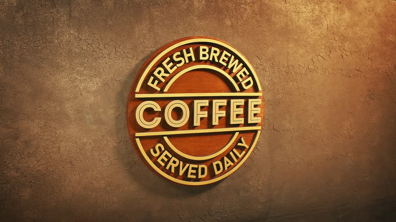 咖啡招牌上的咖啡豆烘烤蒸汽视频下载
