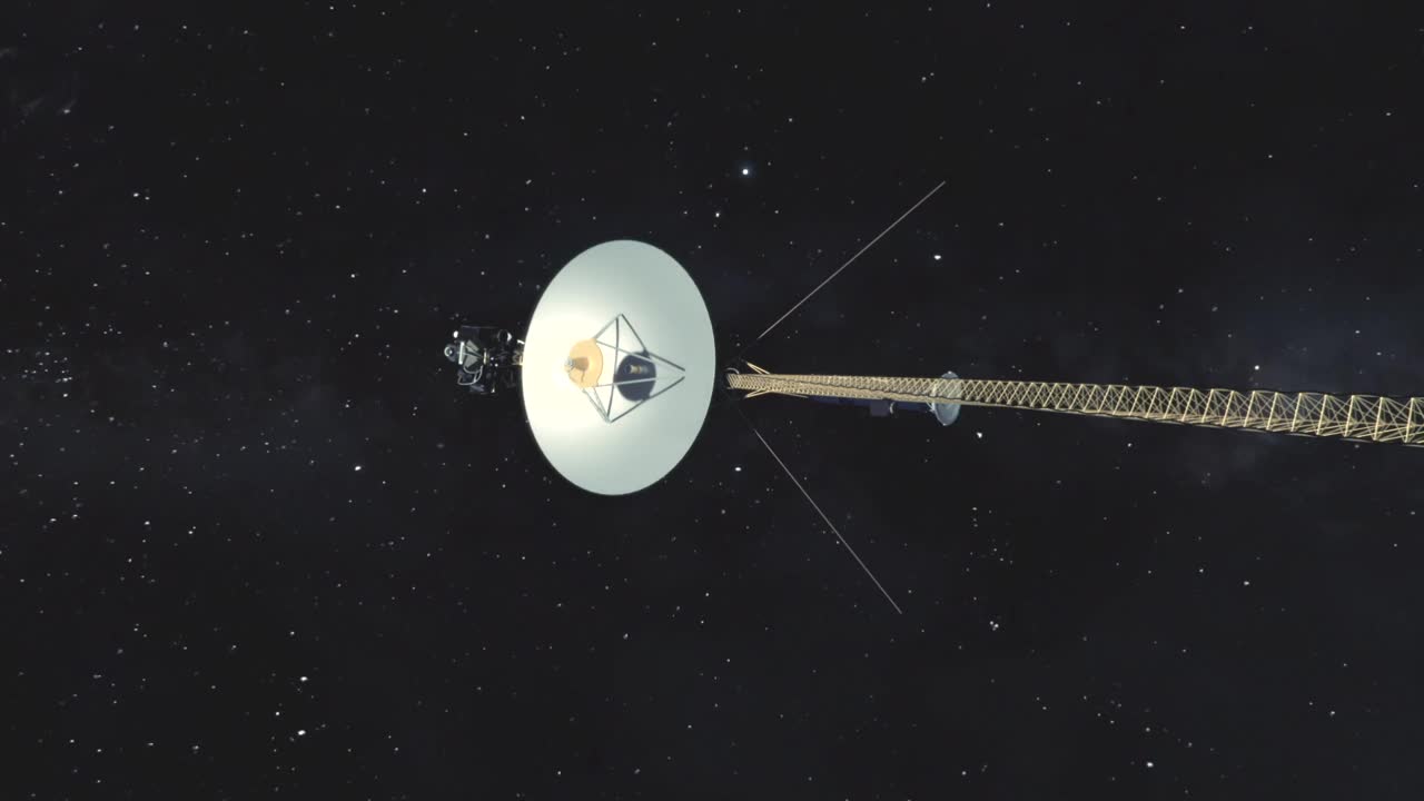 太空探测器在太空中穿行，移动着它的仪器云台视频下载