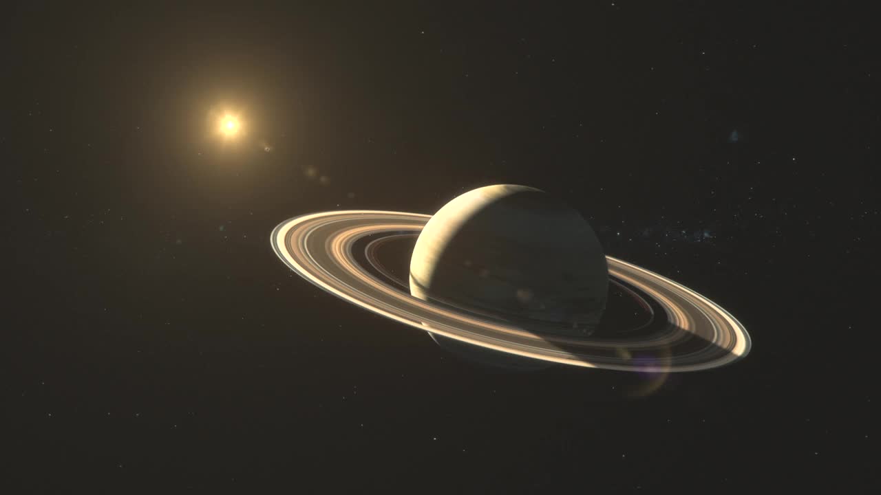 放大空间探测器经过土星时的画面视频下载