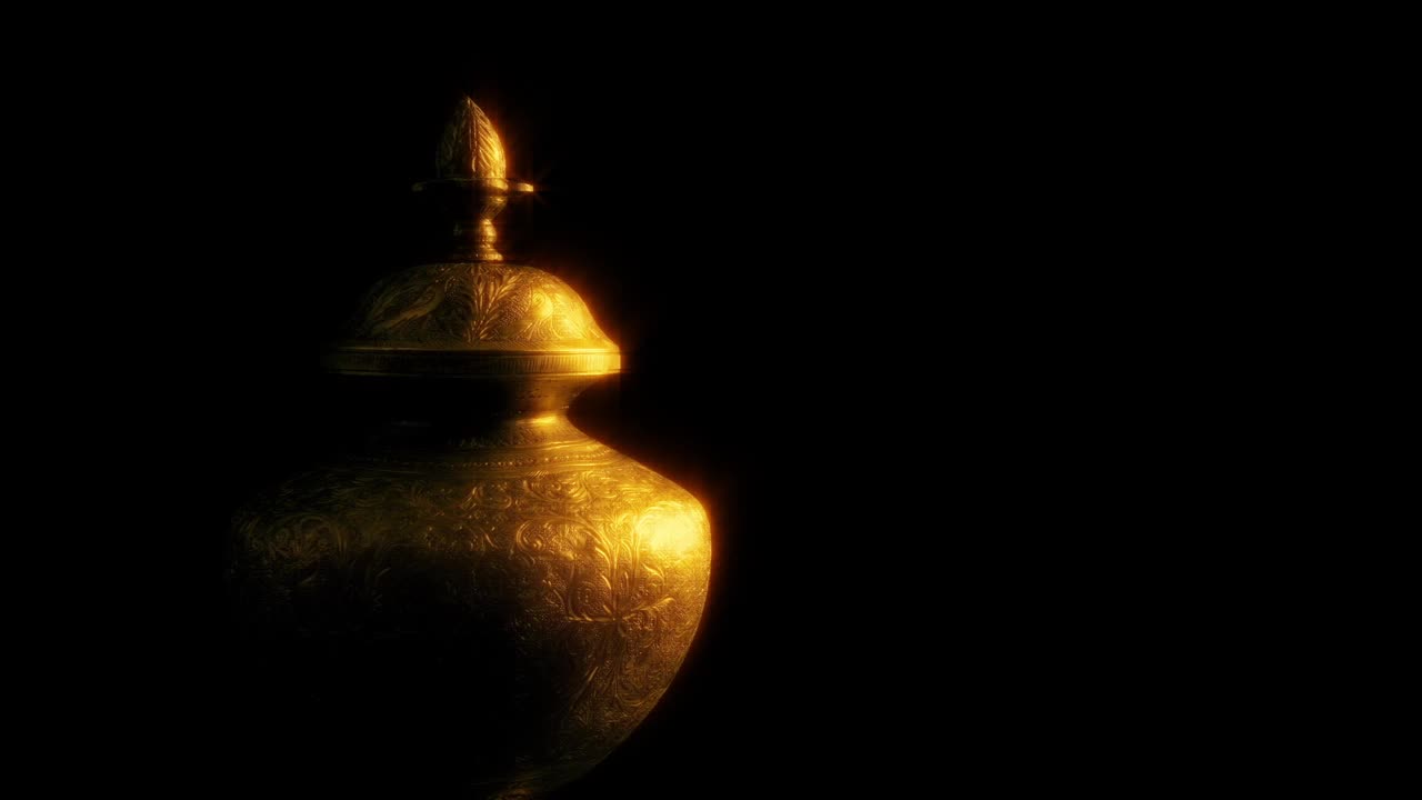 中世纪黄金花瓶移动镜头视频下载