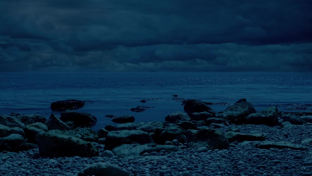 宁静夜晚的海岸视频下载