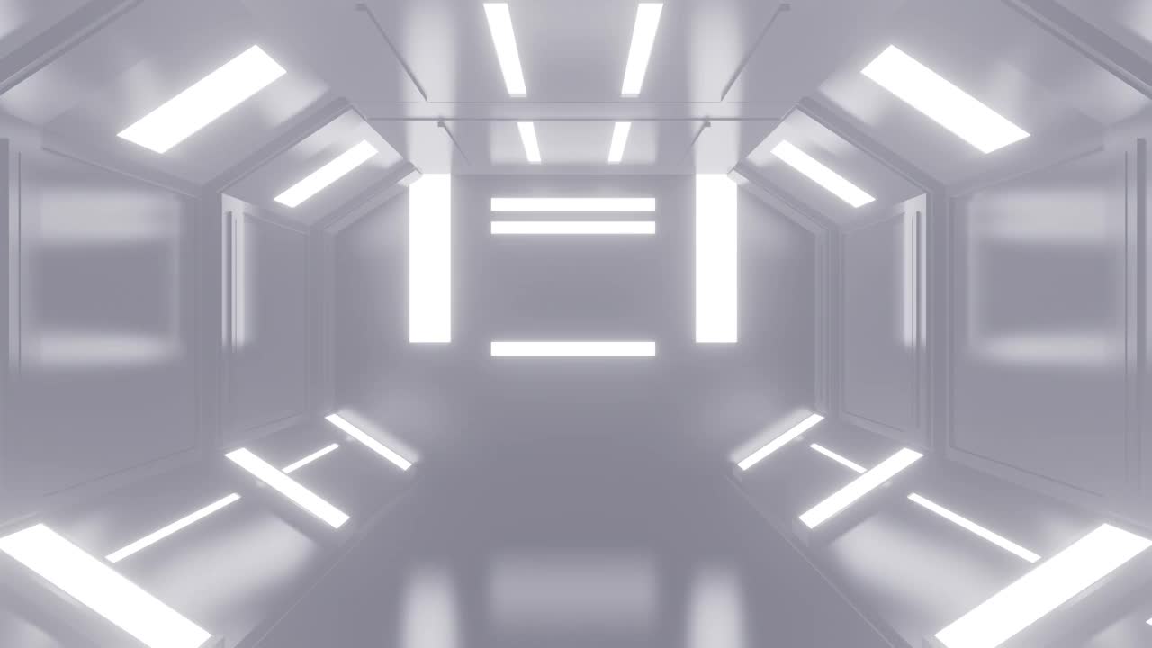 未来主义的开放大门或门在白色移动科幻技术隧道或房间。视频下载
