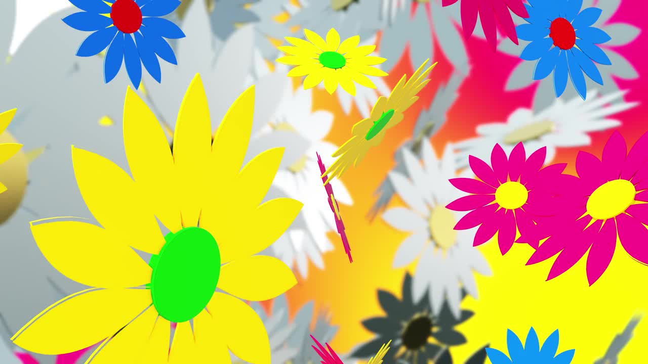 抽象的移动和旋转的彩色花朵视频下载