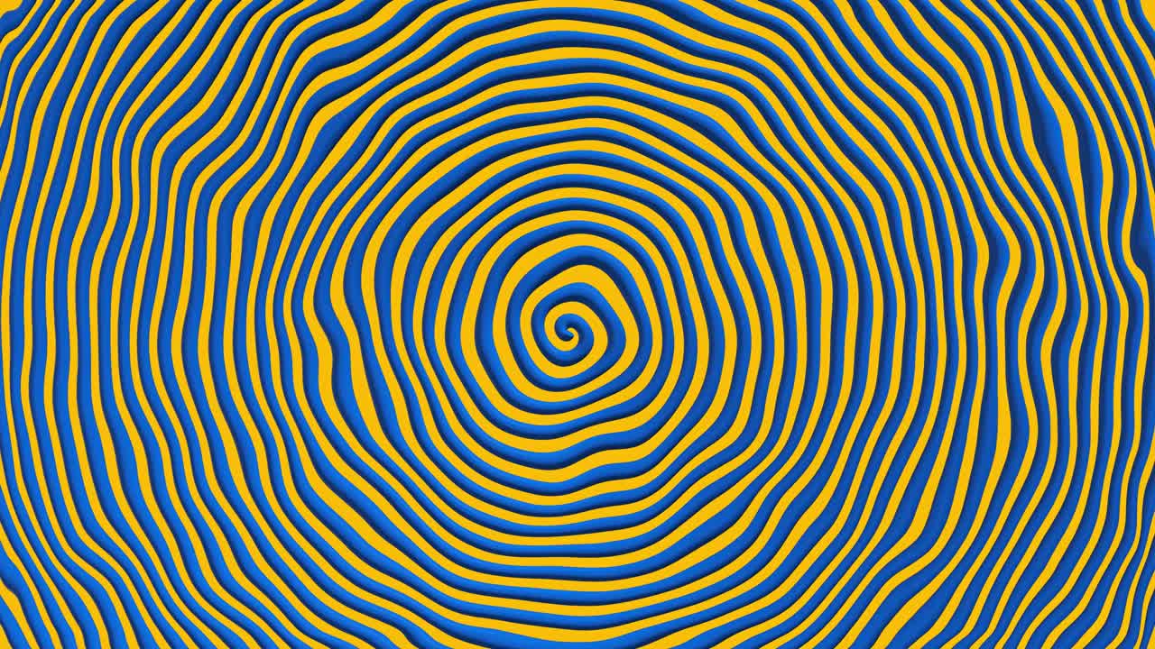 抽象旋转变形催眠蓝线在黄色视频下载