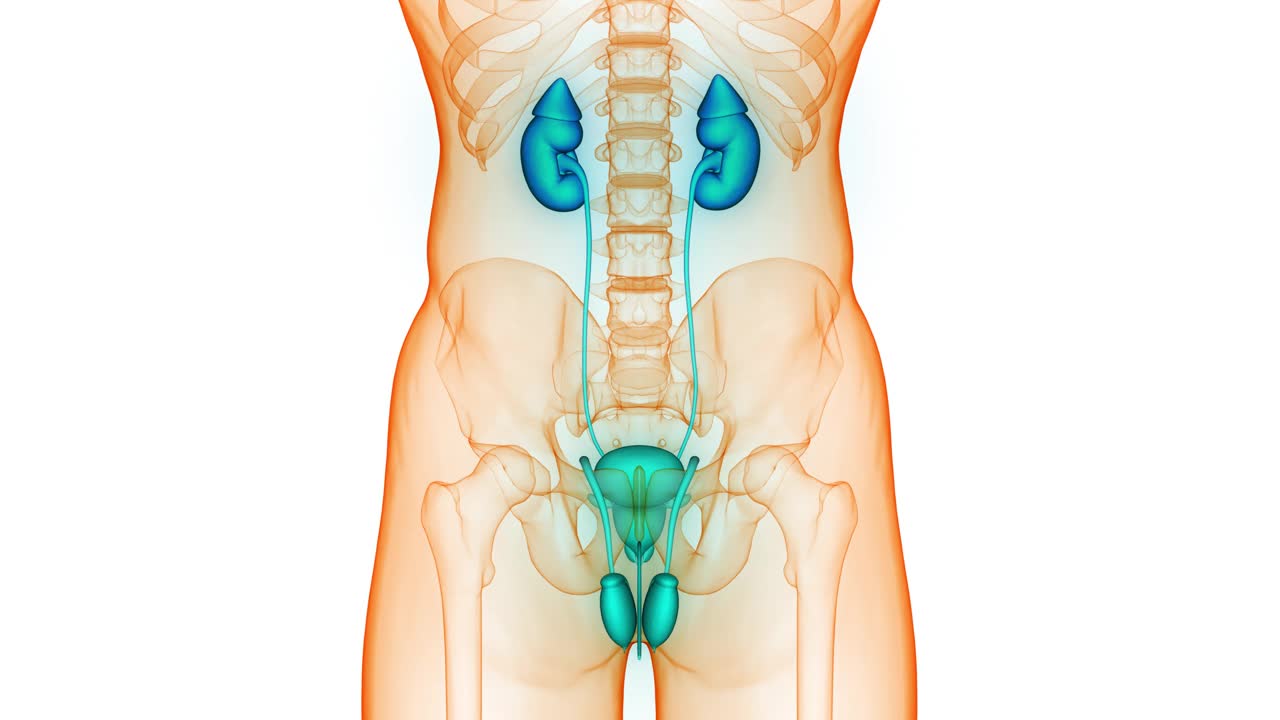 男性生殖与泌尿系统解剖动画概念视频下载