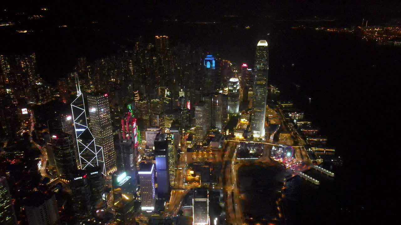 香港城市夜景航拍图视频下载