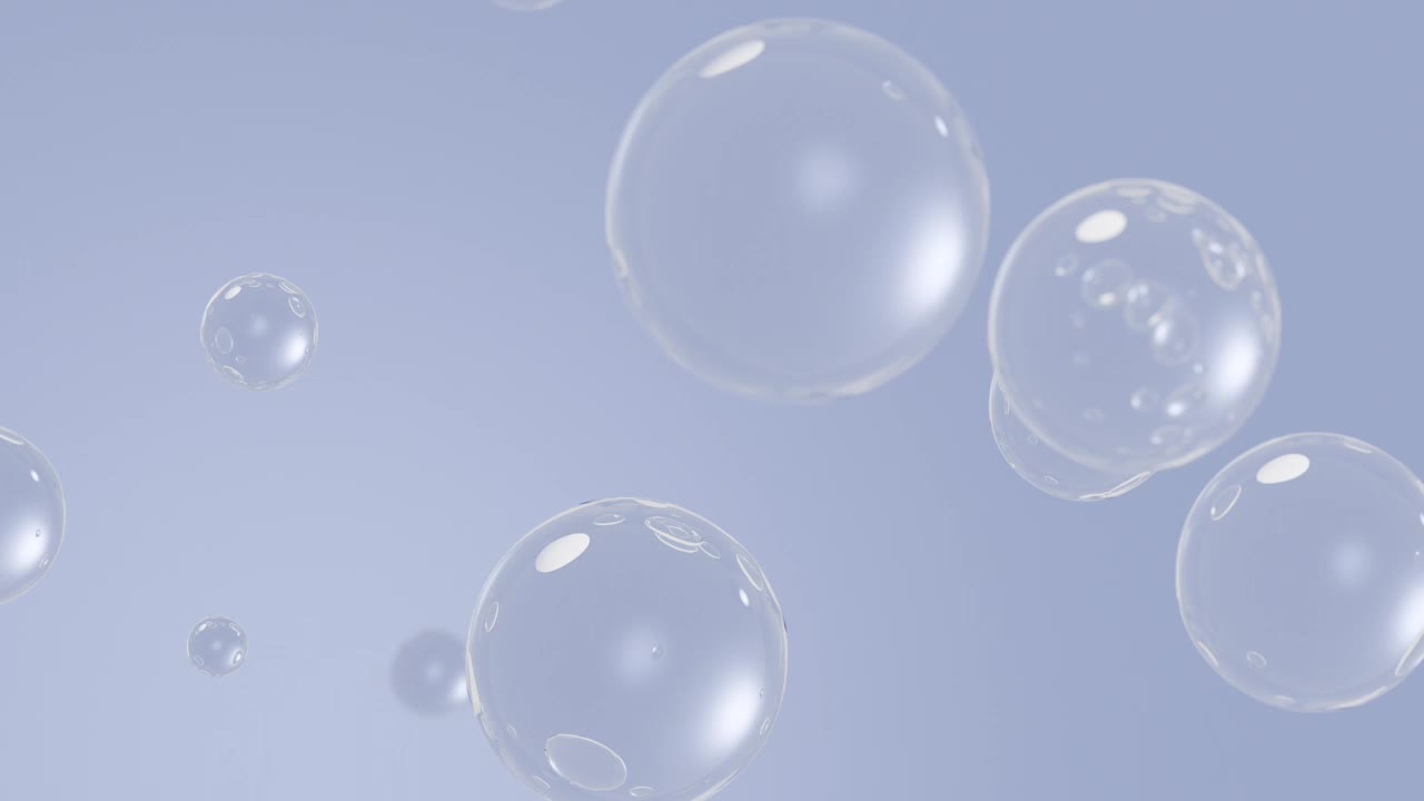 透明的蓝色气泡为美丽和科学的背景视频下载