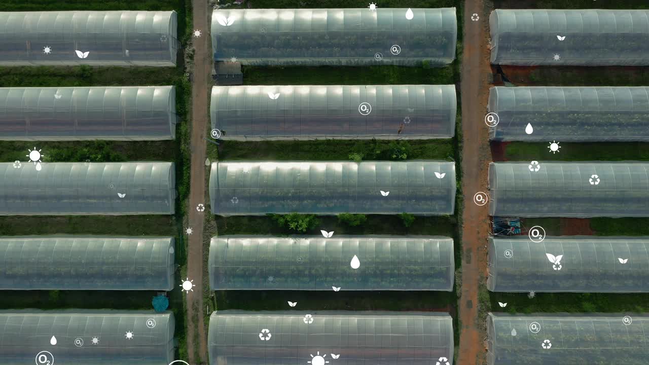可持续有机农场概念鸟瞰图视频下载