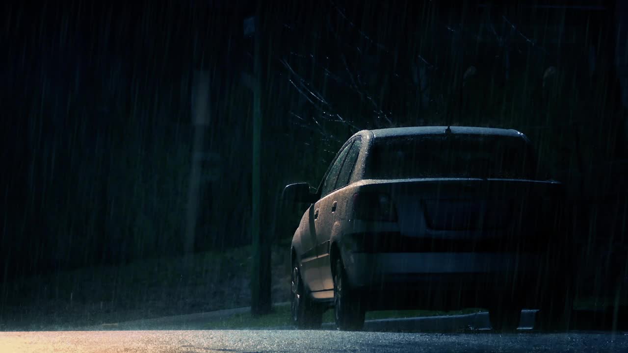 雨城地区的戏剧性汽车视频下载