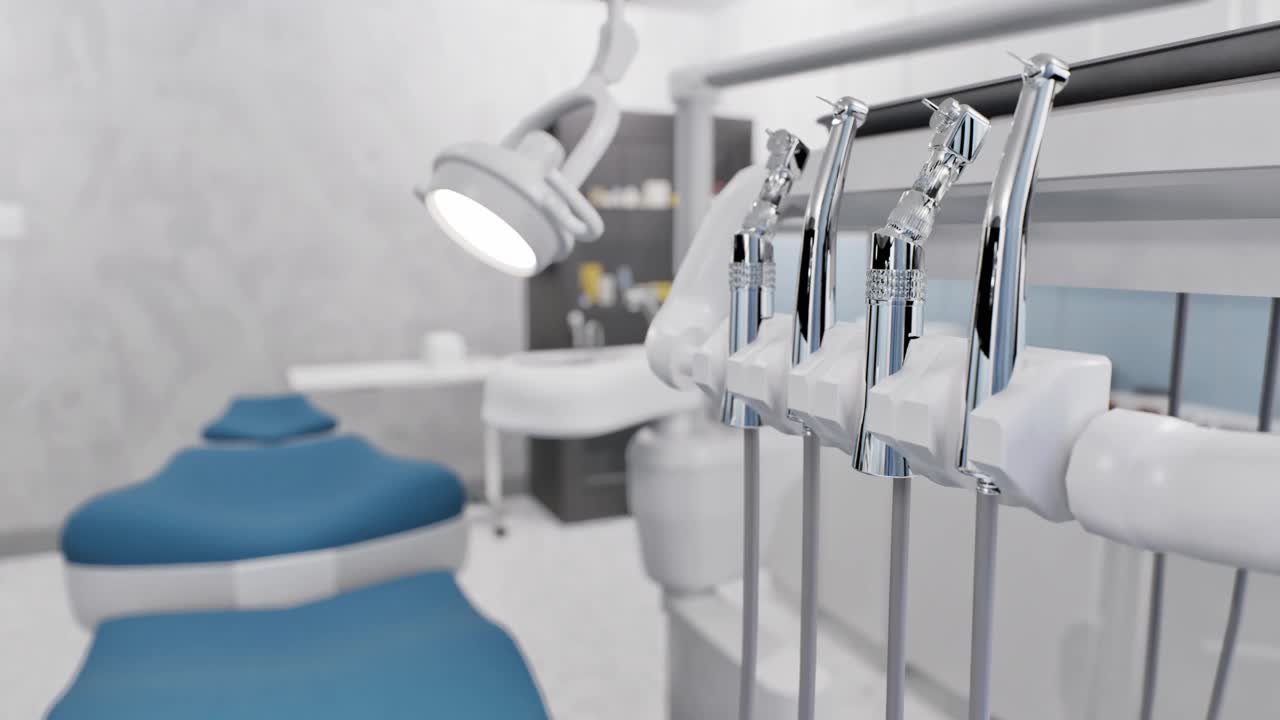 牙科诊所现代牙科设备近景视频下载