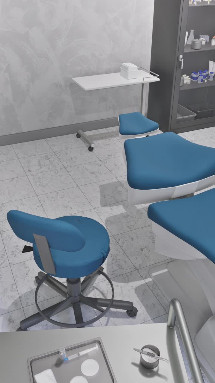 空荡荡的牙科诊所内部配备了现代化的设备视频下载