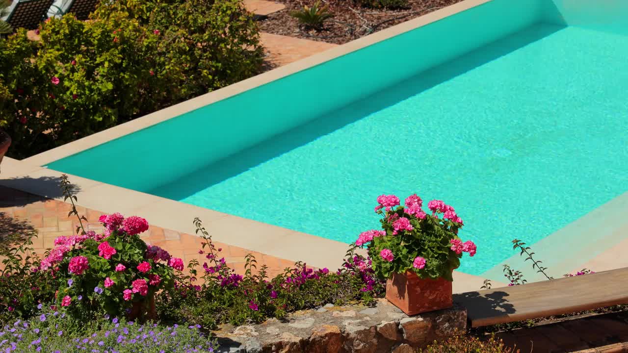 泳池，意大利风格花园视频下载