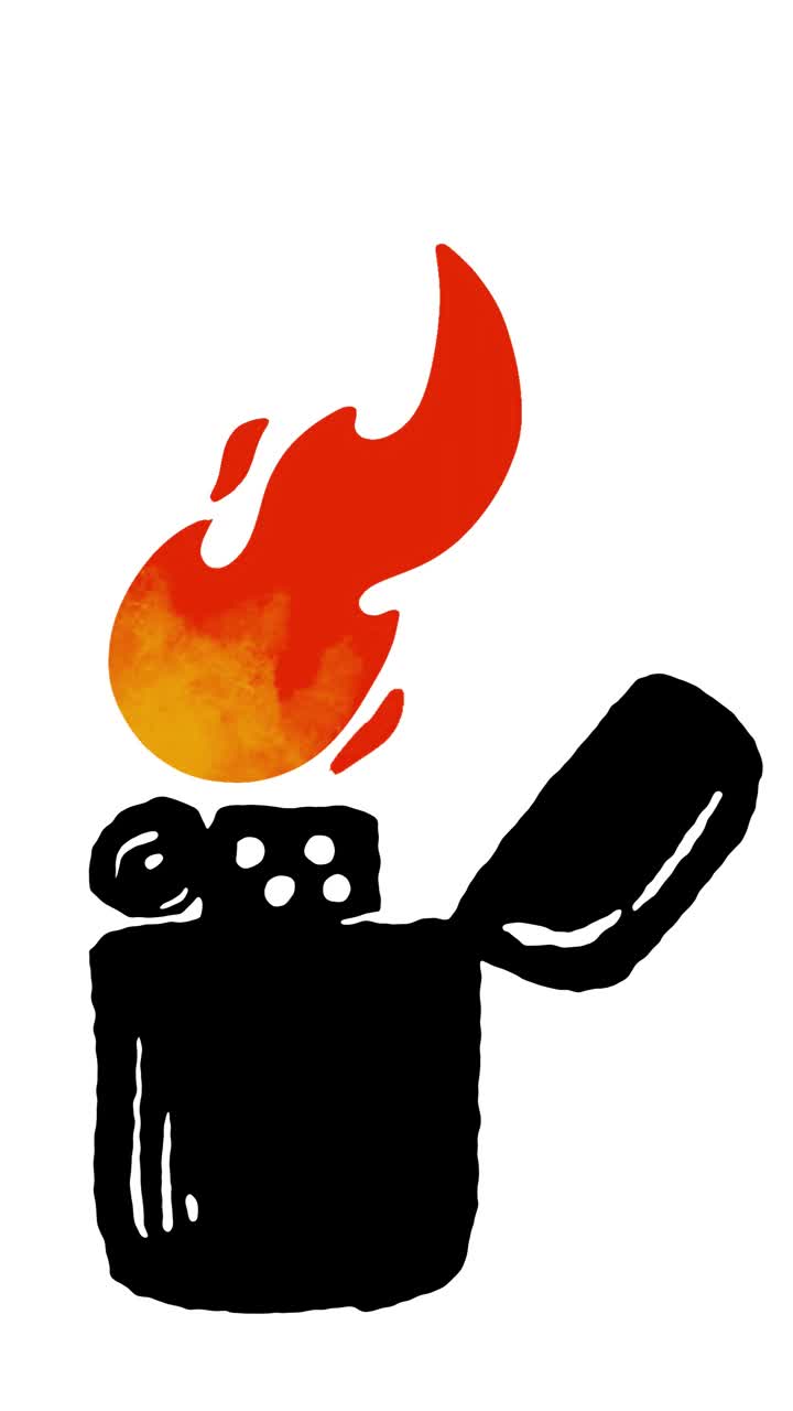 卡通燃烧打火机火焰在有趣的涂鸦风格。视频下载