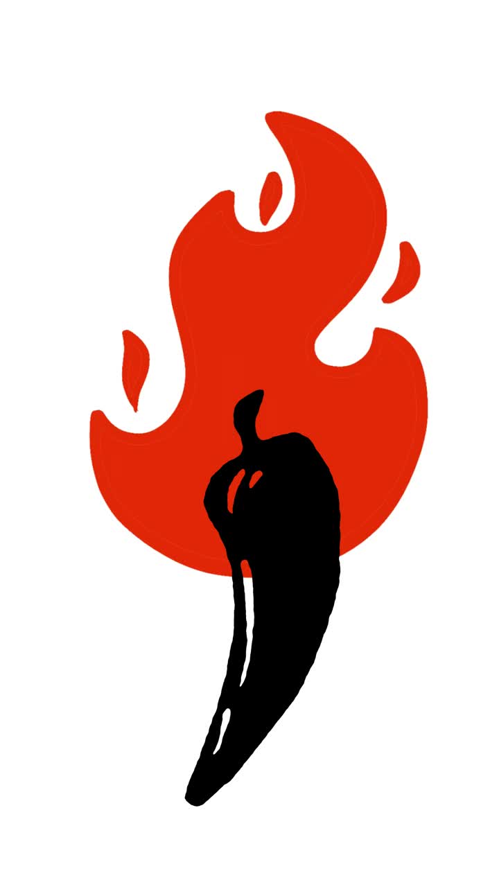 燃烧的辣椒火焰在卡通涂鸦风格。视频下载