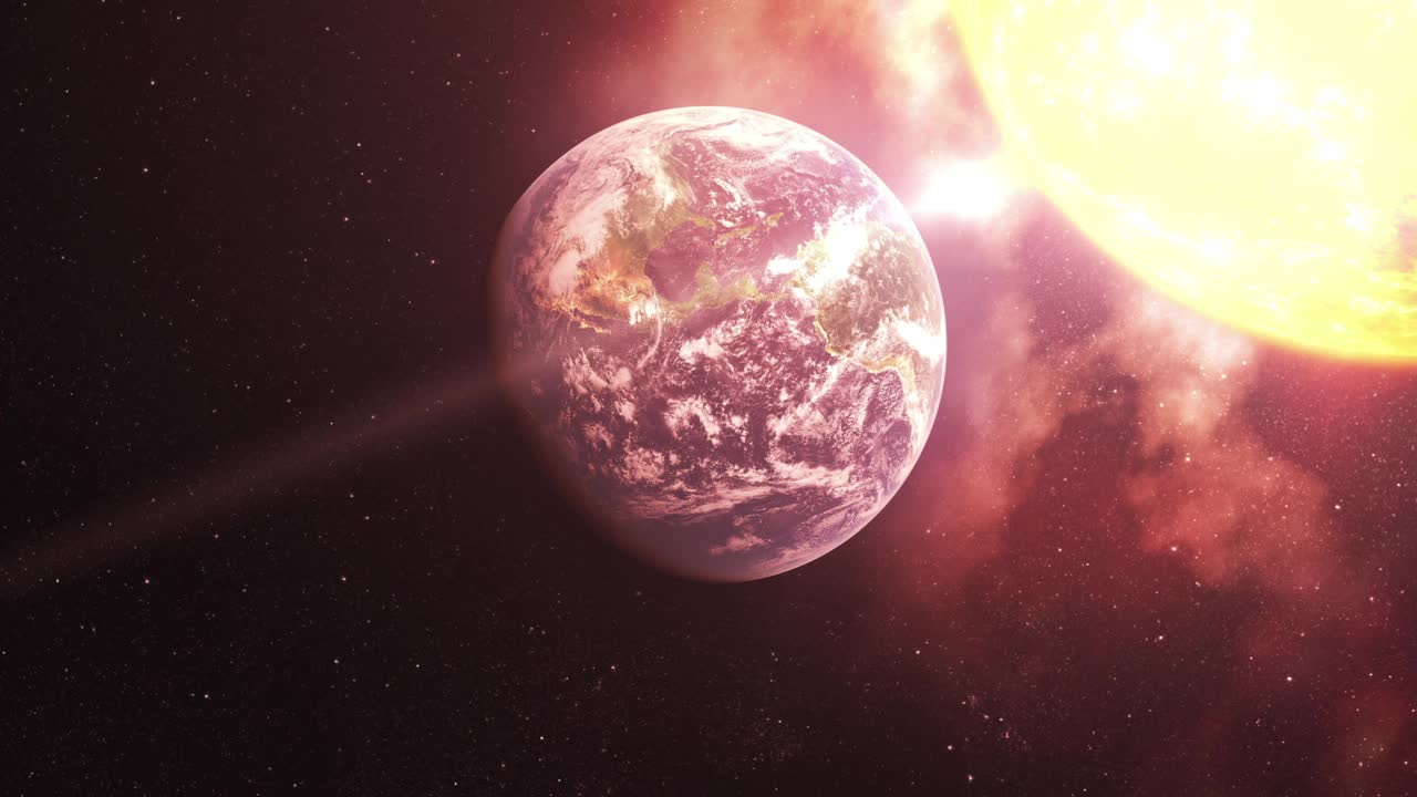 地球靠近太阳的行星燃烧和消亡的过程。视频下载
