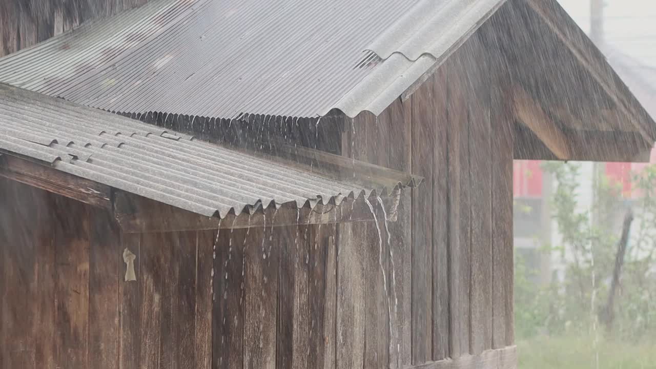 雨从屋顶落下，天气预报概念视频下载