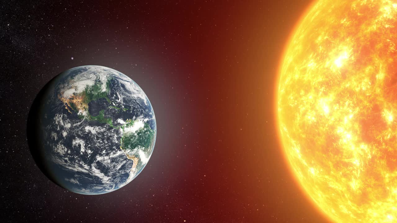 地球靠近太阳燃烧，全球变暖视频下载