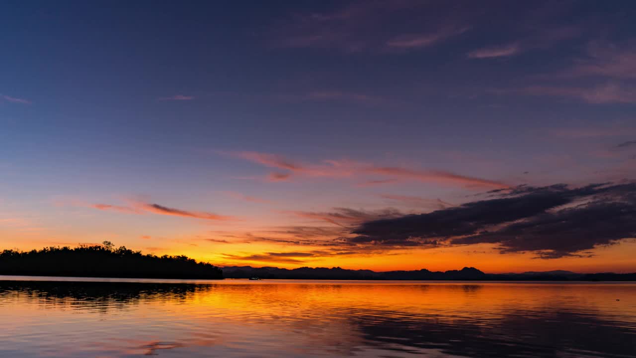 多彩的戏剧性天空湖在日落，时间弹性视频视频下载