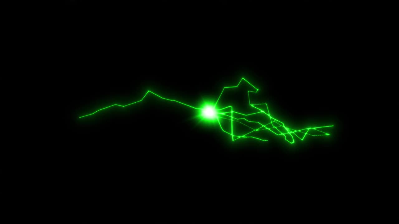 绿色电闪电火花循环效果动画视频下载