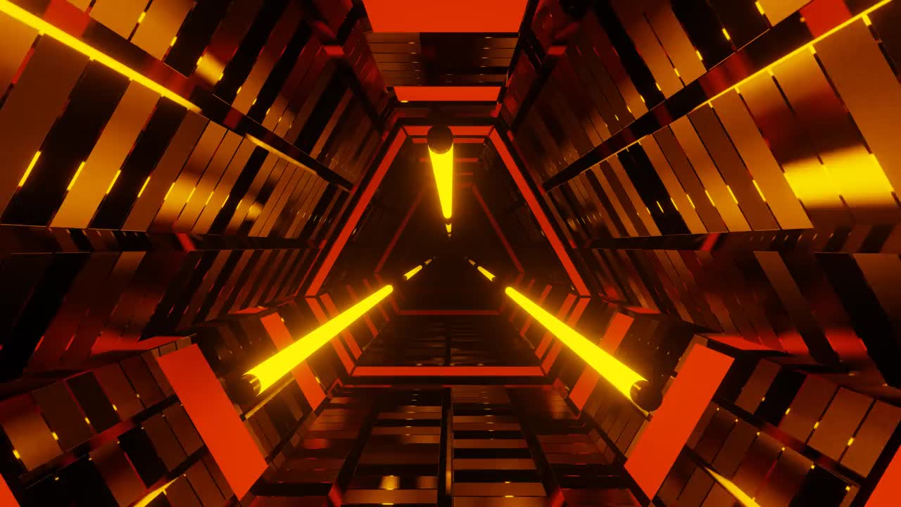 三维插图VJ循环背景的未来主义霓虹灯几何隧道视频下载