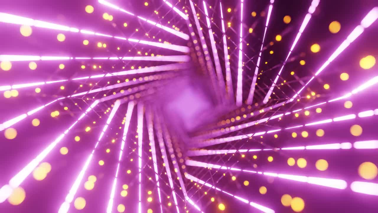 三维插图VJ环紫色背景无缝动态未来霓虹灯隧道视频下载