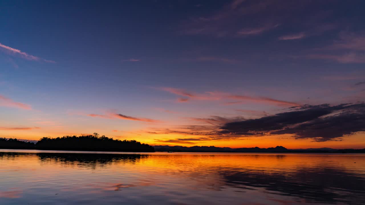 多彩的戏剧性天空湖在日落，时间弹性视频视频下载