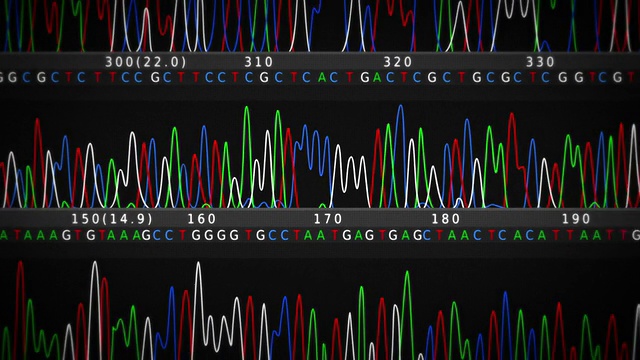 DNA序列。缩小。穿着蓝黑色。视频下载