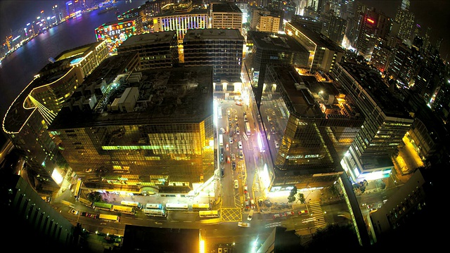 香港时间流逝照明夜景维多利亚港，亚洲视频素材